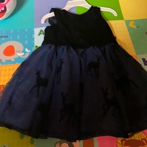 Dark blue rain deer velvet dress